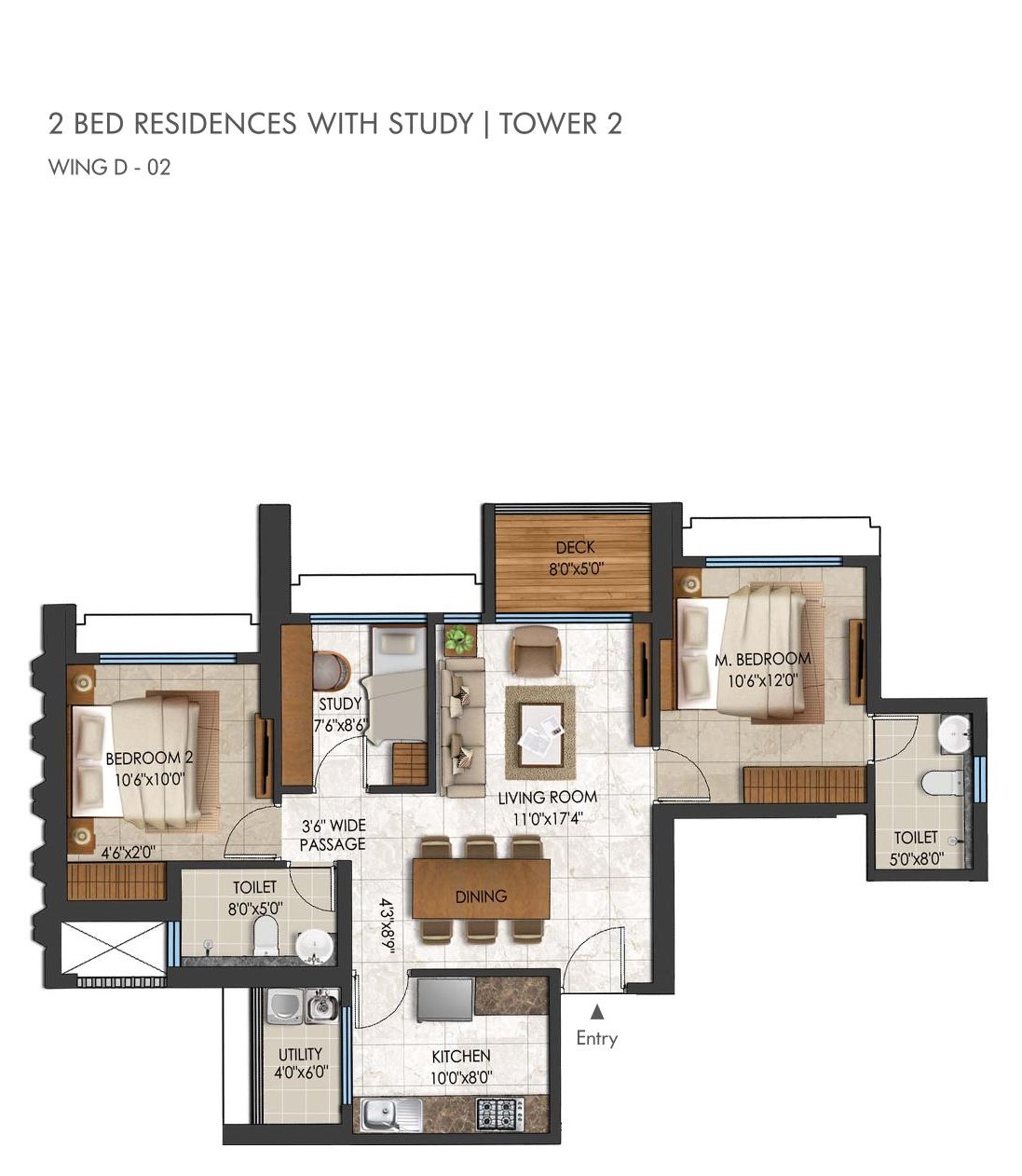 2 BHK Floor Plan 5